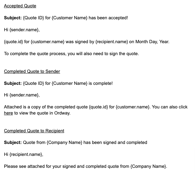 Quote Email Template